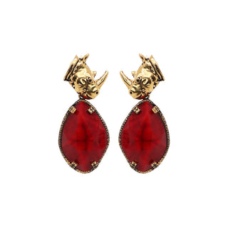 COMBO ARETE RINO CON DROP OVAL ROJO, HATTY Y FUT GOLD Arete + Drop de Joyería Regina Castillo