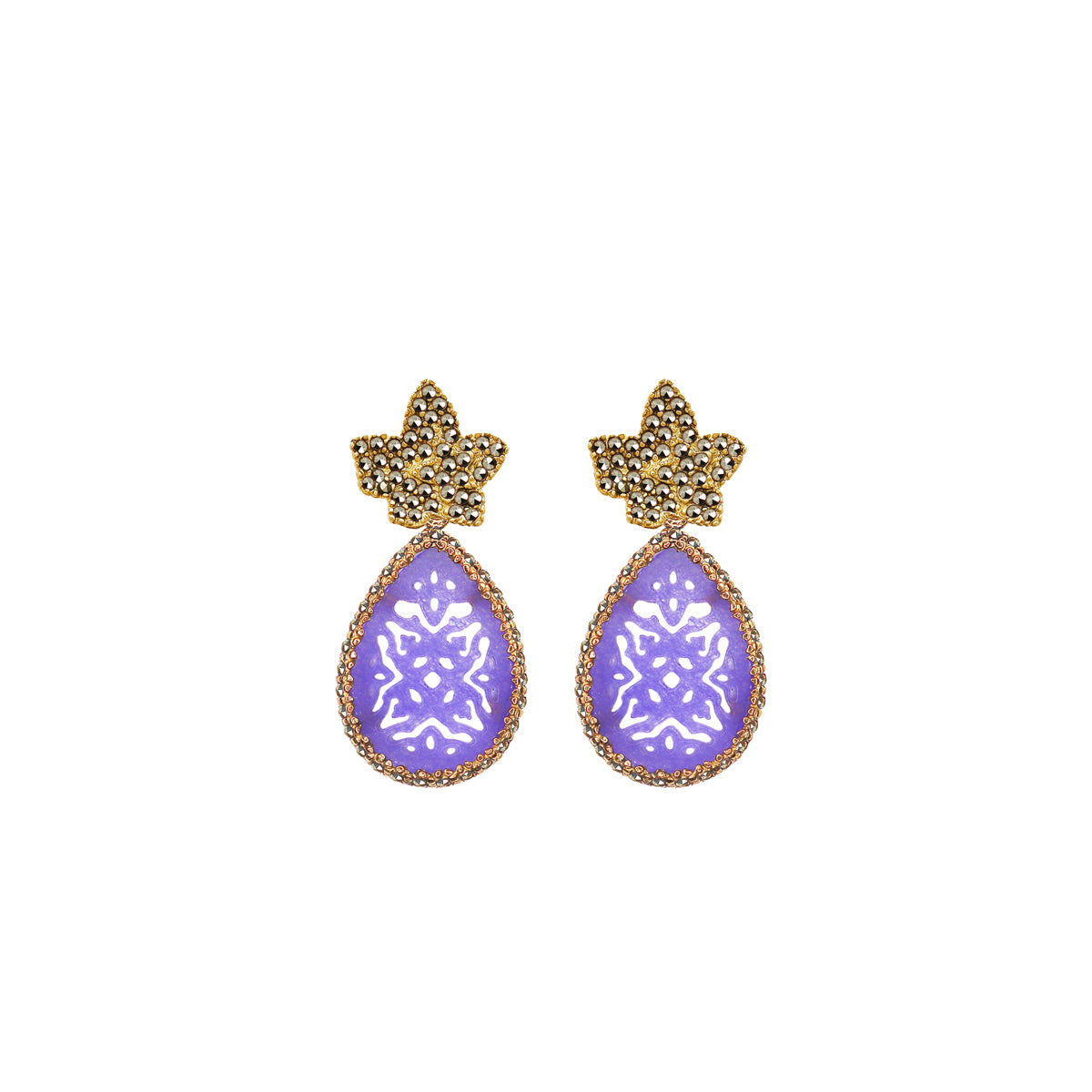 COMBO Hoja Drop clásico chico morado y azul y Drop hatty rosa (LIMITED) de Joyería Regina Castillo