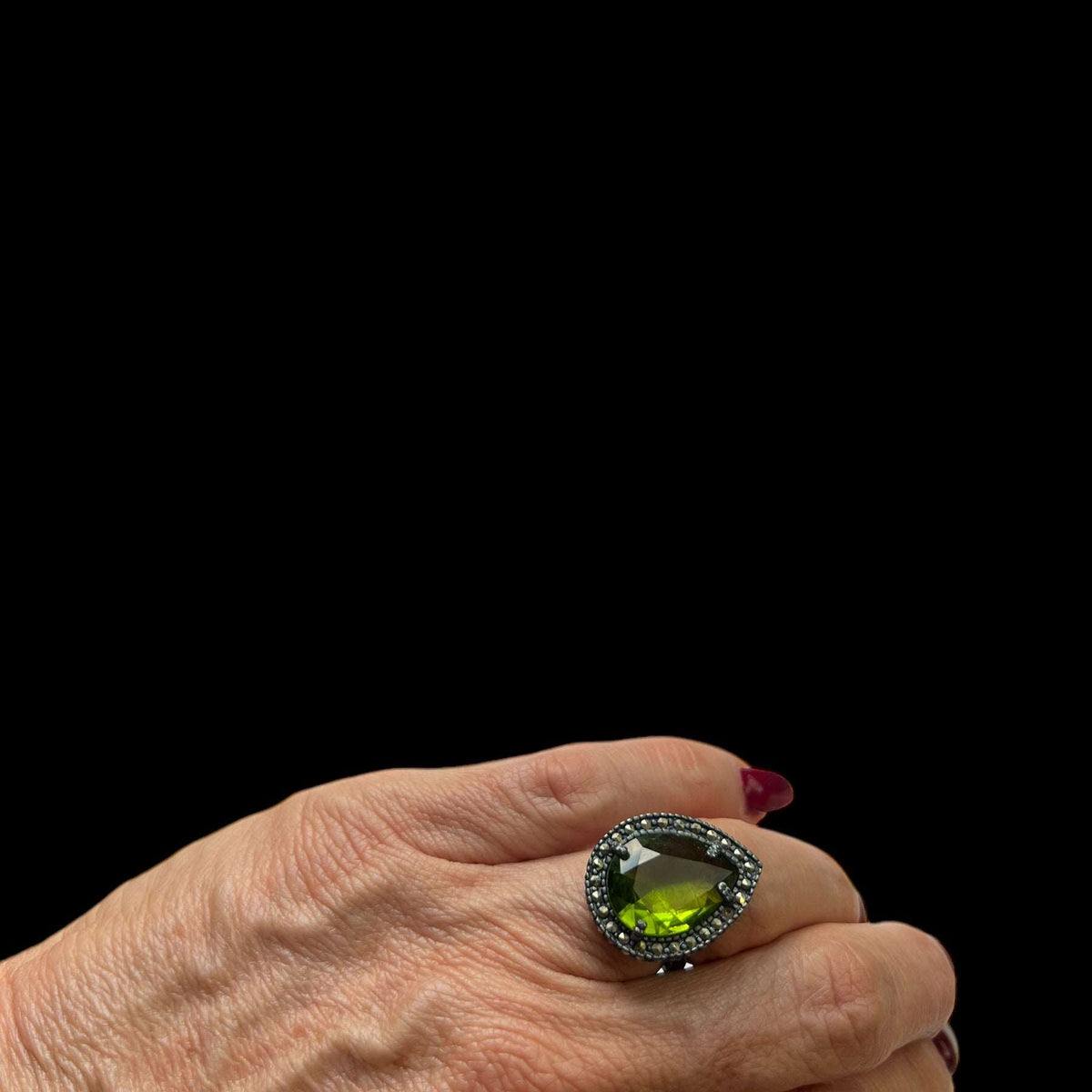Anillo Drop Pav Verde Anillos de Joyería Regina Castillo