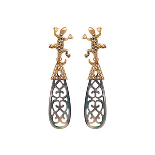 COMBO Arete Salamandre Con Drop Duomo Gold, Fut Gold y Quartz (LIMITED) Arete + Drop de Joyería Regina Castillo