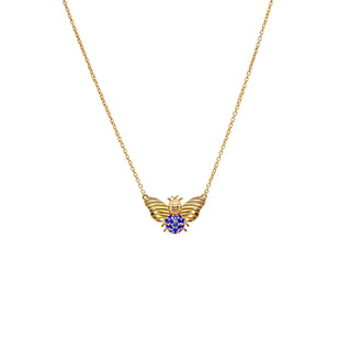 Gold Bee Necklace with Topaz
