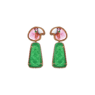 ARETE FEDERIKO + DROP TRAPEZ JADE VERDE Arete + Drop de Joyería Regina Castillo