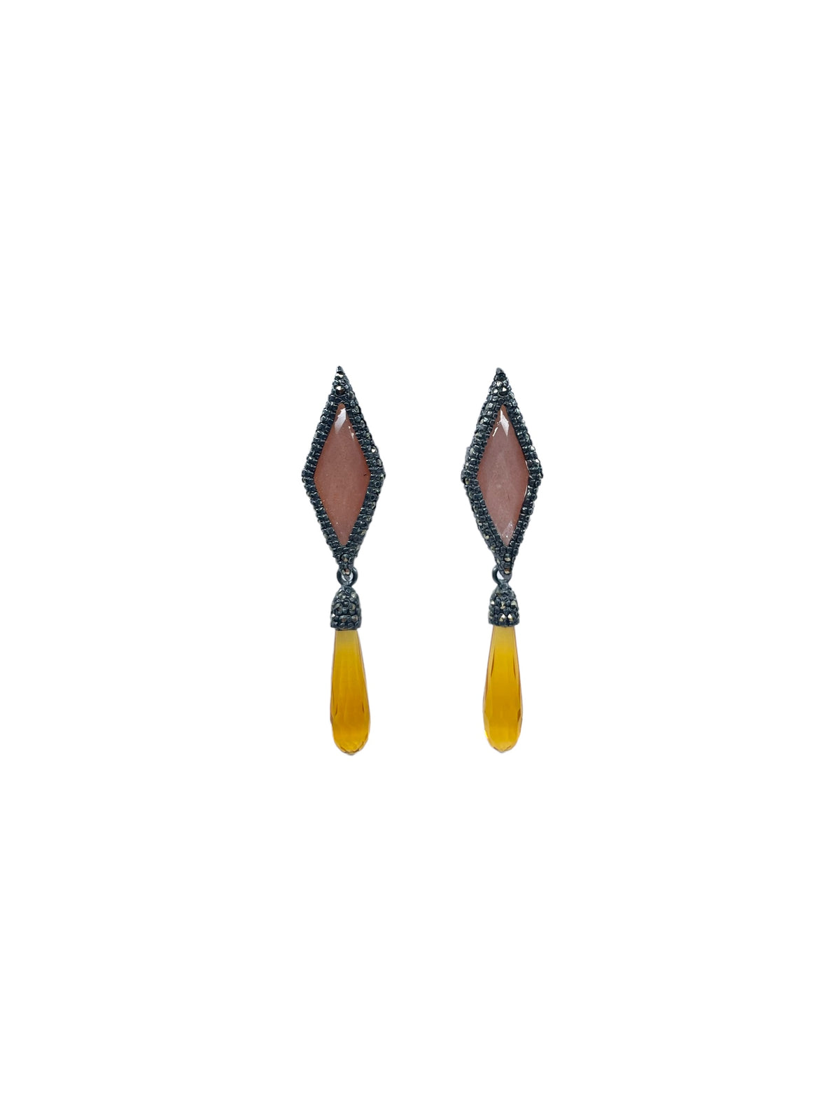 ARETE ROMBO PAV + DROP CAP GOTA Arete + Drop de Joyería Regina Castillo