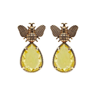 Arete bugs abeja amarillo Aretes con Drop (No desmontable) de Joyería Regina Castillo