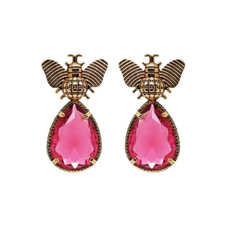 Arete bugs abeja rosa Aretes con Drop (No desmontable) de Joyería Regina Castillo