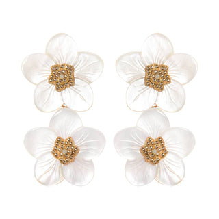 Arete Camelia con Drop de Flor Camelia Gold Arete + Drop de Joyería Regina Castillo