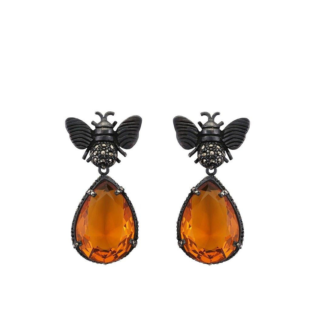 Arete Abeja Bee + Drop Clásico Desmontable Arete + Drop de Joyería Regina Castillo