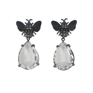 Arete Abeja I  + Drop clásico de plata Arete + Drop de Joyería Regina Castillo