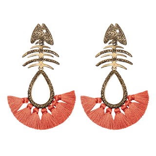 Arete bugs esqueleto pez largo Aretes con Drop (No desmontable) de Joyería Regina Castillo