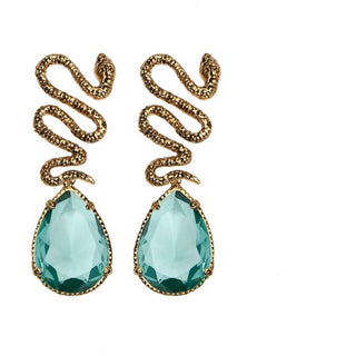 Arete bugs víbora espiral aqua Aretes con Drop (No desmontable) de Joyería Regina Castillo