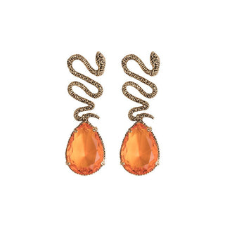 Arete bugs víbora espiral naranja Aretes con Drop (No desmontable) de Joyería Regina Castillo