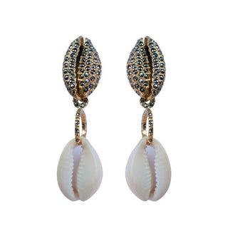 Arete concha de mar calilla + Drop concha intercambiable Arete + Drop de Joyería Regina Castillo