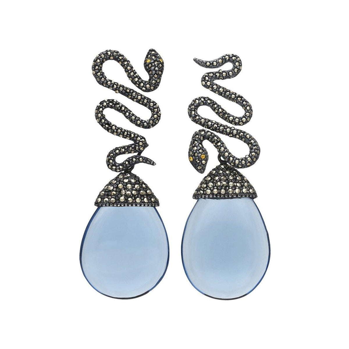 Arete víbora Espirale + Drop Hatty azul (desmontable) Arete + Drop de Joyería Regina Castillo
