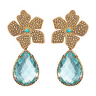 Arete Flor Catha con Drop Lumiere I Gold Arete + Drop de Joyería Regina Castillo
