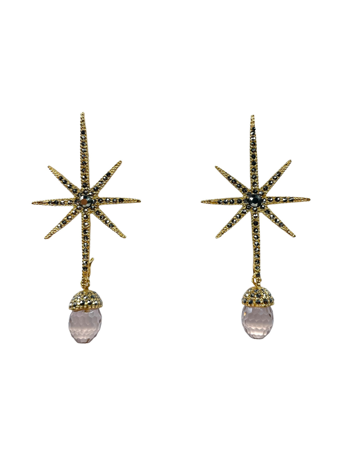 ARETE ESTRELLA DE BELÉN GOLD + DROP CAP LILA GOLD Arete + Drop de Joyería Regina Castillo