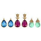 COMBO Tulip Gold Drop Clásico Violeta y Azul. Drop Cap Verde Claro (LIMITED) Arete + Drop de Joyería Regina Castillo