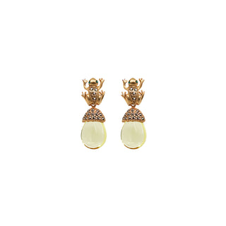 COMBO ARETES RANAS GOLD + DROP CLÁSICO CH ROJO, DROP FUT GDE VERDE, DROP HATTY CH AMARILLO Arete + Drop de Joyería Regina Castillo