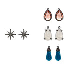 COMBO ARETE POLARIS DELUX PAV + DROP BRIOLETTE PAV, DROP CLÁSICO CH PAV MORGANITA, DROP PAV BLANCO Arete + Drop de Joyería Regina Castillo