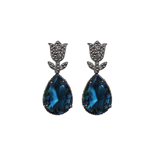 COMBO ARETE TULIPAN PAV + DROP CLASICO PAV MORGANITA, DROP CLASICO PAV BETAMINA, DROP CLASICO PAV AZUL Arete + Drop de Joyería Regina Castillo