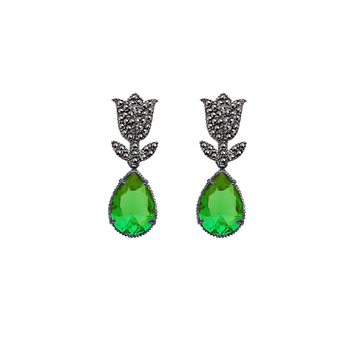 COMBO Tulip Pav Drop Clásico verde chico, Drop clásico Morganita y Drop Kunsita (LIMITED) Arete + Drop de Joyería Regina Castillo