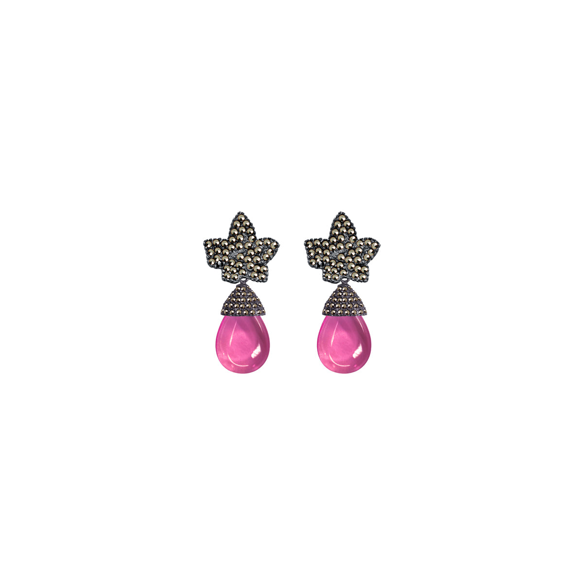 COMBO Hoja Pav Drop clásico chico morado y azul y Drop hatty rosa (LIMITED) Arete + Drop de Joyería Regina Castillo