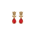 COMBO Tulip Gold con Drop Clásico Ámbar, Drop Calado chino y Drop Clásico rojo (LIMITED) Arete + Drop de Joyería Regina Castillo