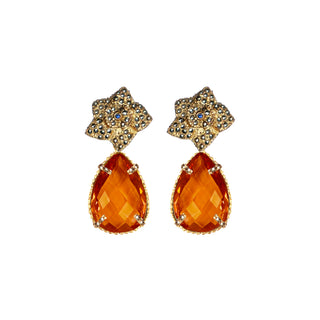 COMBO Arete Chanel con Drop Jan Gold chico, Drop Turquesa chico y Drop Lumiere naranja (LIMITED) Arete + Drop de Joyería Regina Castillo