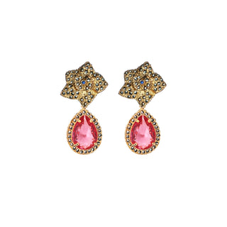 COMBO Arete Chanel con Drop Jan Gold chico, Drop Turquesa chico y Drop Lumiere naranja (LIMITED) Arete + Drop de Joyería Regina Castillo