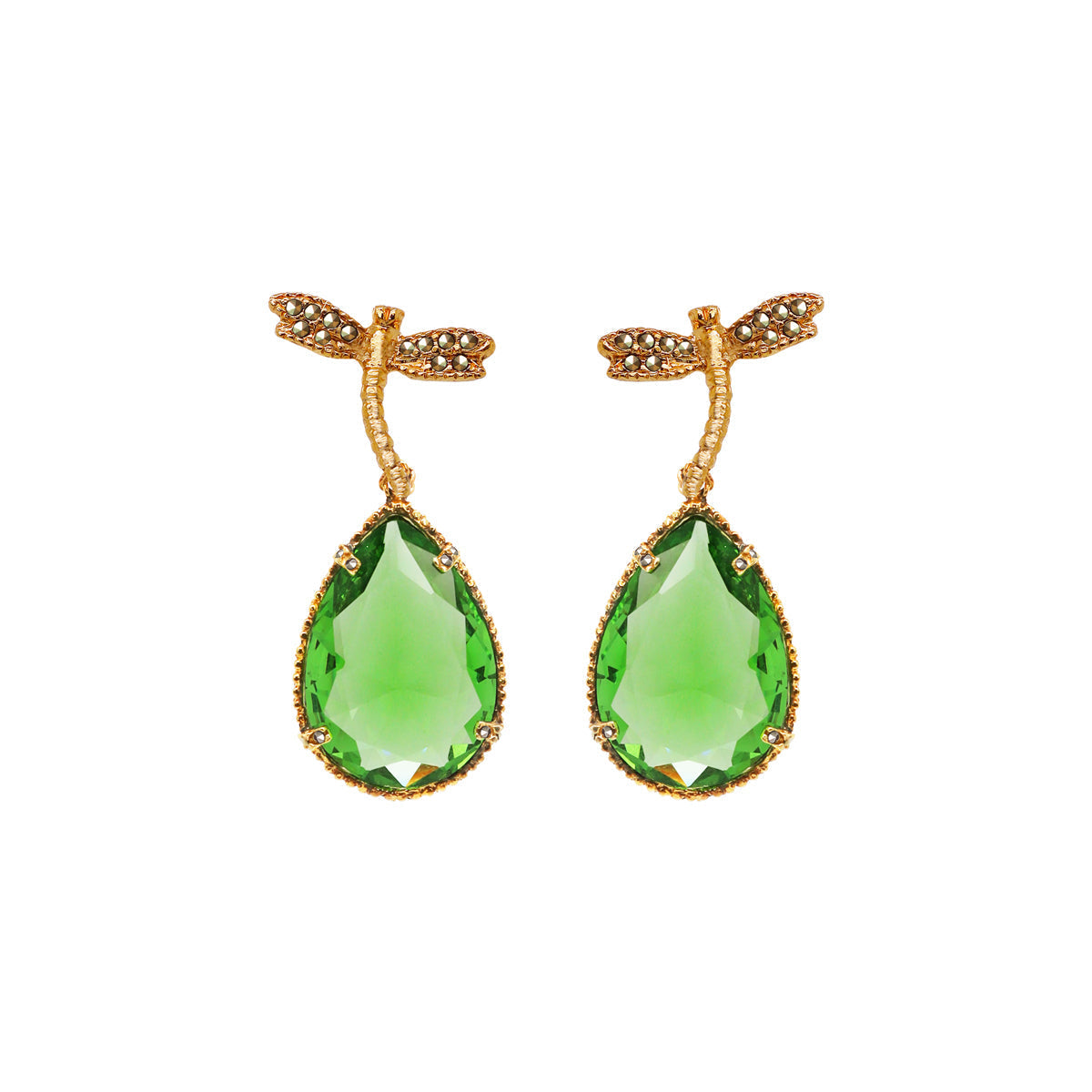 COMBO Arete Libélula Con Drop Granate, Azul y Verde Limón (LIMITED) Arete + Drop de Joyería Regina Castillo