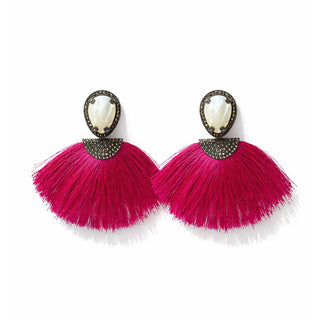 PINK FAN MOP EARRINGS