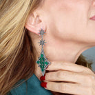 ARETES BI POLARIS CON DROP ESTRELLA JADE VERDE Collares de Joyería Regina Castillo