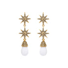Aretes Polaris Doble Gold + Drop Calabazo Agata Gold Arete + Drop de Joyería Regina Castillo