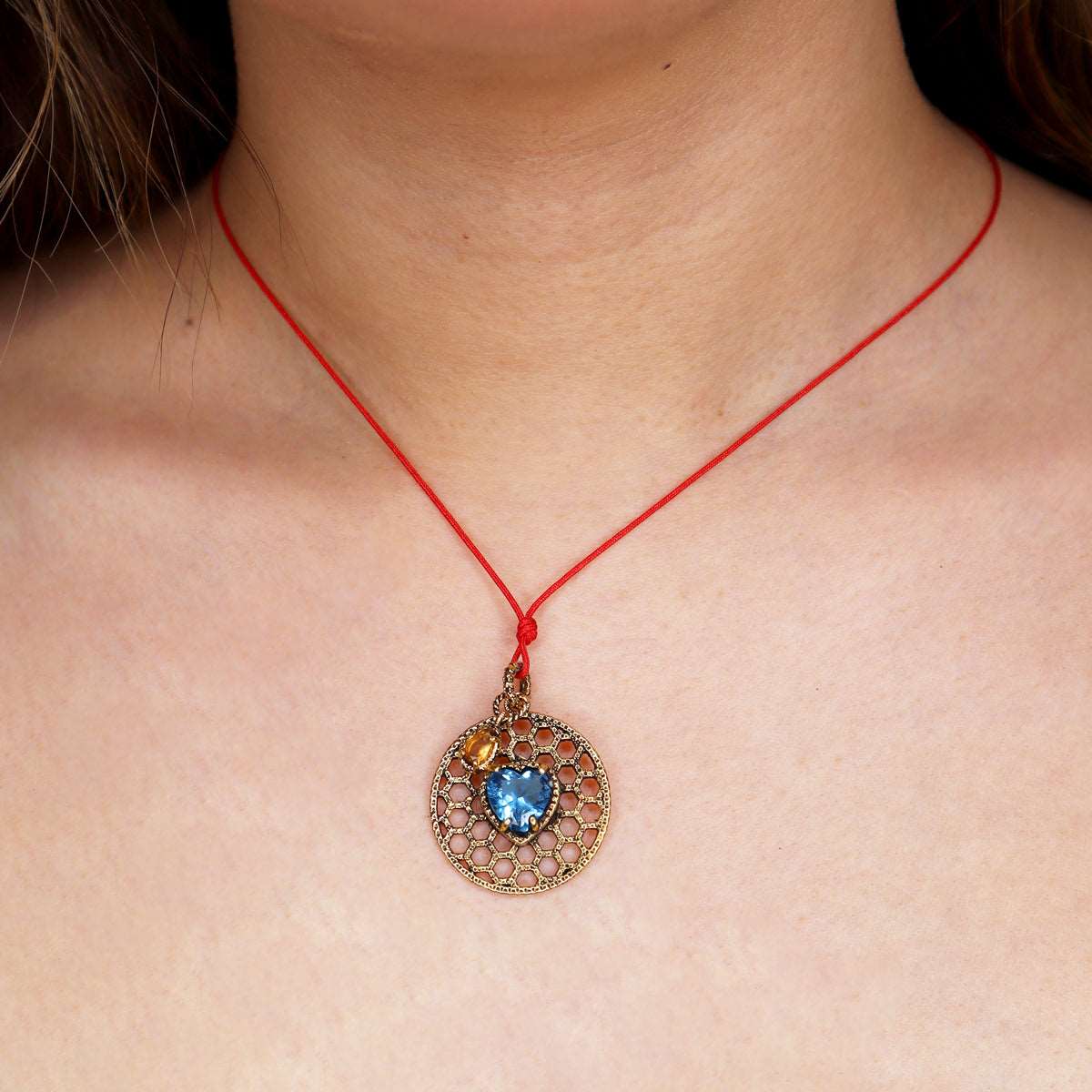 COLLAR CORAZÓN VINTAGE AZUL Collares de Joyería Regina Castillo