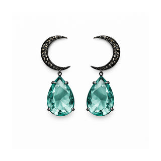 PAV MOON EARRING AQUAMARINE