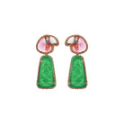 ARETE FEDERIKO + DROP TRAPEZ JADE VERDE Arete + Drop de Joyería Regina Castillo