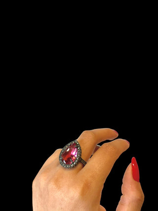 Anillo Drop Pav Rosa Anillos de Joyería Regina Castillo