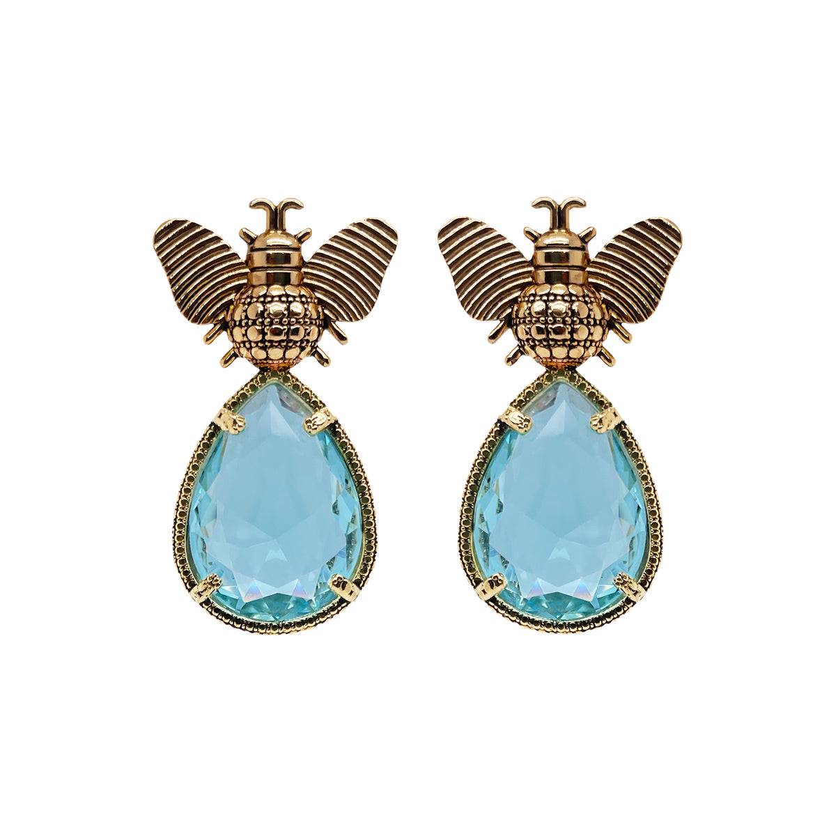 Arete bugs abeja azul tatiana Aretes con Drop (No desmontable) de Joyería Regina Castillo