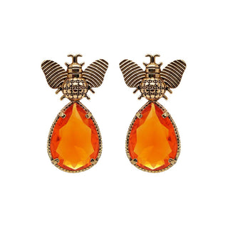 Arete bugs abeja naranja Aretes con Drop (No desmontable) de Joyería Regina Castillo