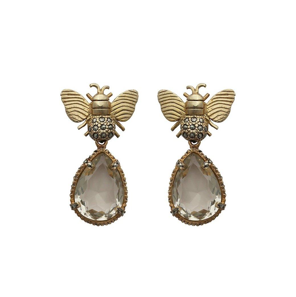 Arete Abeja Bee + Drop Clásico de Plata Desmontable Arete + Drop de Joyería Regina Castillo