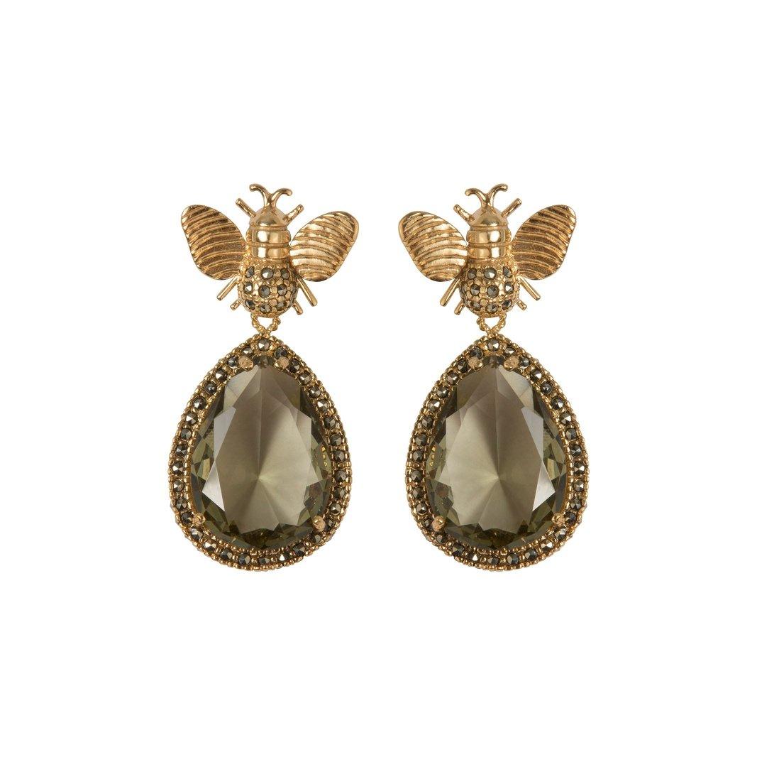 Arete Abeja I + Drop Jan jumbo de plata desmontables Arete + Drop de Joyería Regina Castillo