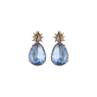 Arete bugs catarina azul bebé Aretes con Drop (No desmontable) de Joyería Regina Castillo