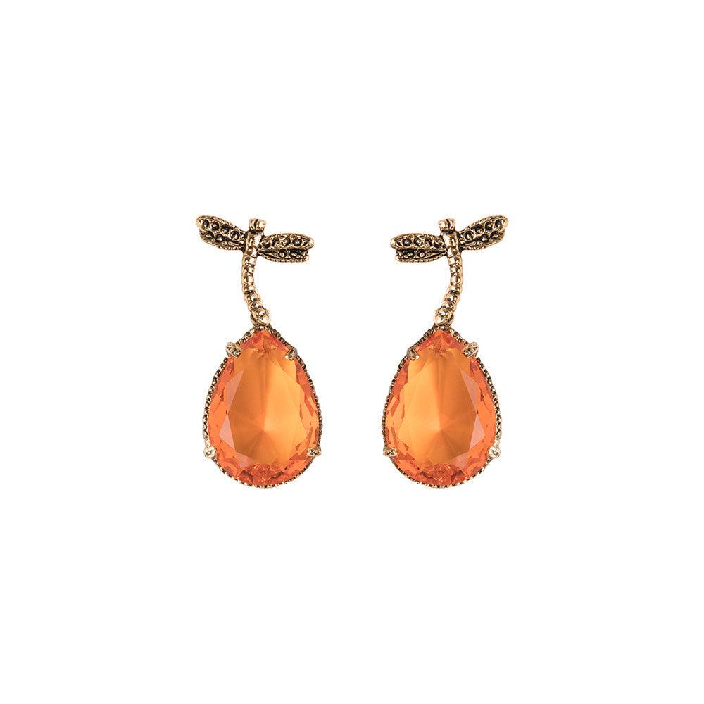 Arete bugs libélula naranja Aretes con Drop (No desmontable) de Joyería Regina Castillo
