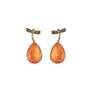 Arete bugs libélula naranja Aretes con Drop (No desmontable) de Joyería Regina Castillo