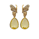 Arete bugs mariposa amarillo Aretes con Drop (No desmontable) de Joyería Regina Castillo