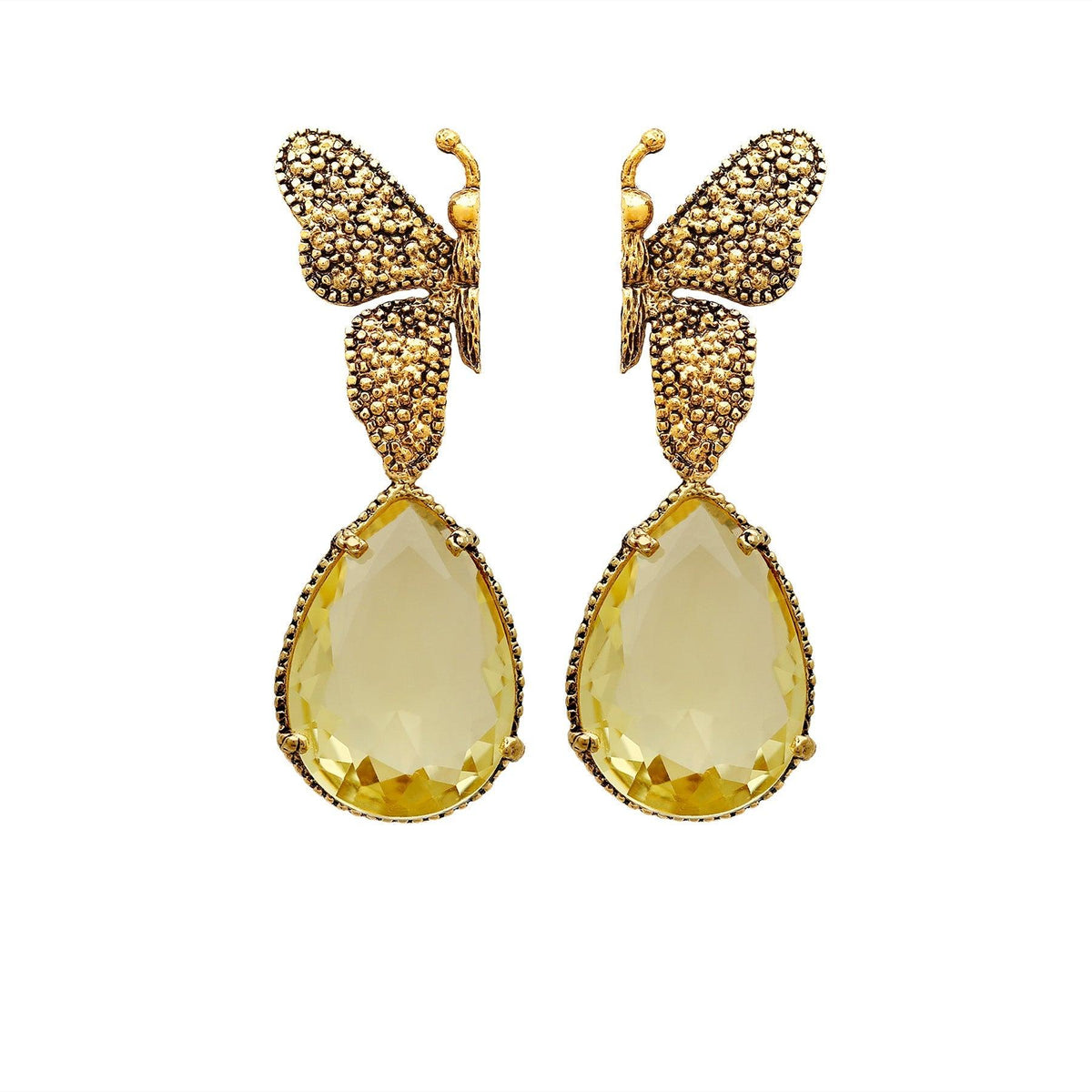 Arete bugs mariposa amarillo Aretes con Drop (No desmontable) de Joyería Regina Castillo