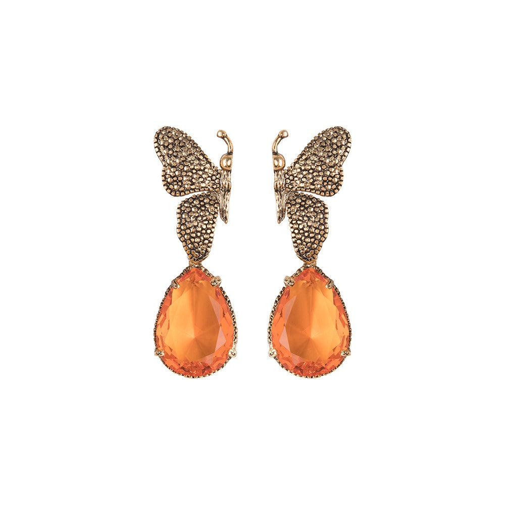 Arete bugs mariposa naranja Aretes con Drop (No desmontable) de Joyería Regina Castillo