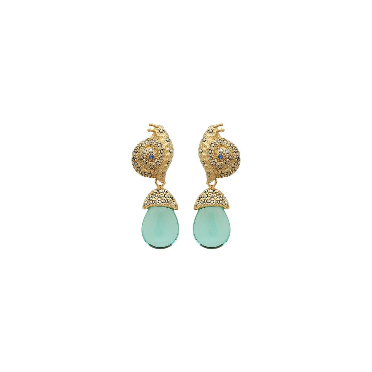 Arete caracol siphon gold + Drop hatty gold desmontable Arete + Drop de Joyería Regina Castillo