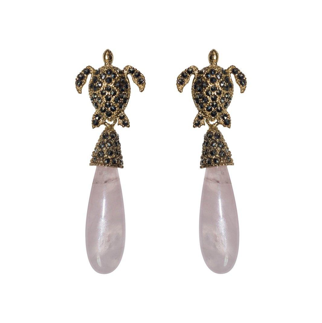 Arete tortuga laud + Drop gold desmotable Arete + Drop de Joyería Regina Castillo